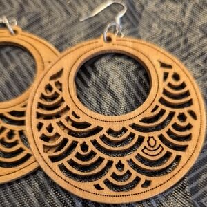 Laser Cut Wooden Earrings